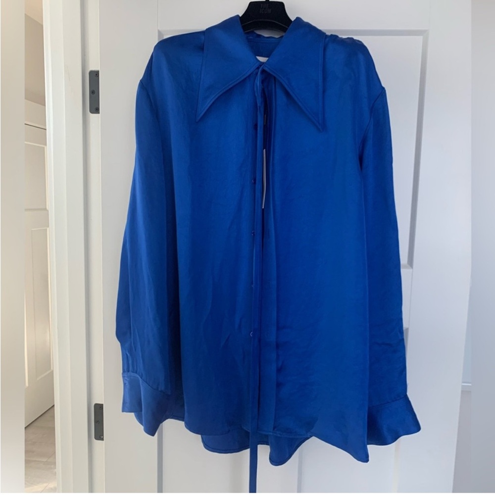 Christopher John Rogers Royal Blue Button Down Shirt